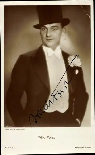 Ak Schauspieler Willy Forst, Portrait, Autogramm