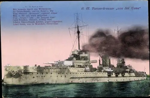 Ak Deutsches Kriegsschiff, SMS Von der Tann, Panzerkreuzer