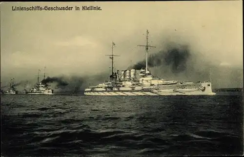 Ak Deutsches Kriegsschiff, Linienschiffsgeschwader in Kiellinie