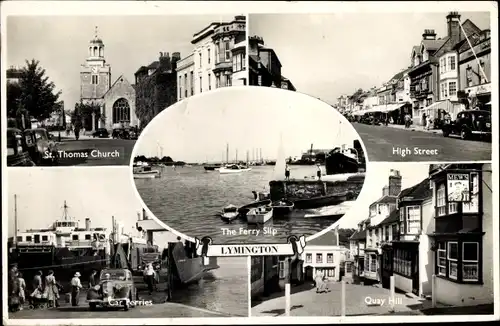 Ak Lymington South East England, St. Thomas Church, High Street, Car Ferries