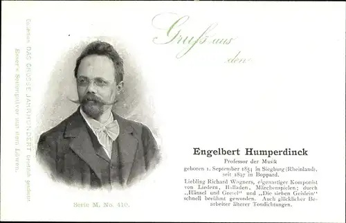 Ak Komponist Engelbert Humperdinck, Professor der Musik, Portrait, Reklame, Esser's Seifenpulver