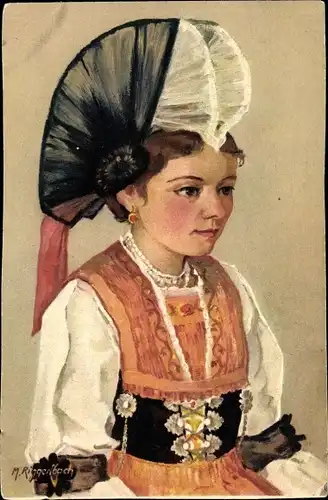 Künstler Ak Riggelbach, M., Mädchen in Schweizer Volkstracht