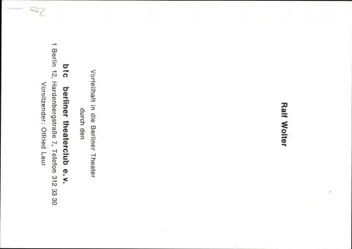 Ak Schauspieler Ralf Wolter, Portrait, Autogramm