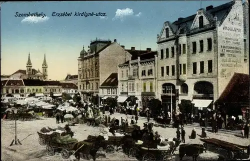 Ak Szombathely Steinamanger Ungarn, Marktplatz