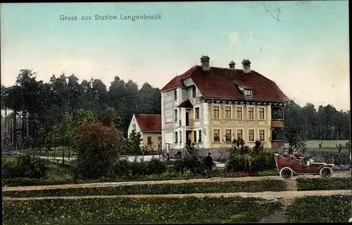 Ak Dlouhý Most Langenbruck Region Reichenberg ?, Gebäude, Auto