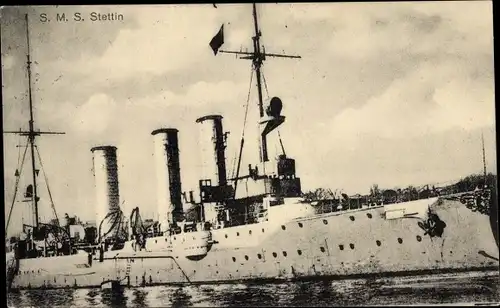Ak Deutsches Kriegsschiff, SMS Stettin, Kleiner geschützter Kreuzer, Kaiserliche Marine