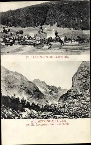 Ak Sankt Lorenzen im Lesachtal Kärnten, Blick auf den Ort, Wildensendaspitzen