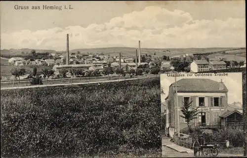 Ak Héming Moselle, Gesamtansicht, Gasthaus zur Goldenen Traube