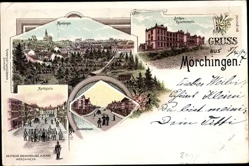 Litho Morhange Mörchingen Lothringen Moselle, Gesamtansicht, Marktplatz, Kaserne