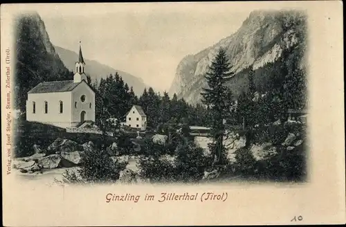 Ak Ginzling in Tirol, Blick auf den Ort, Kirche