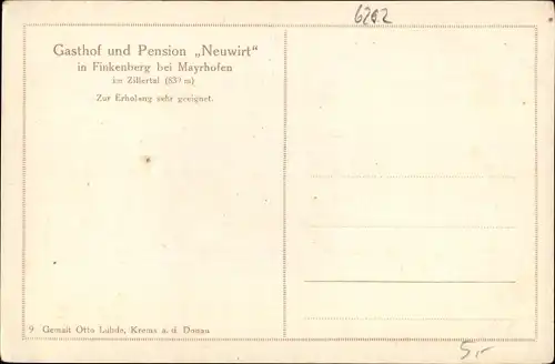 Künstler Ak Luhde, O., Finkenberg in Tirol, Gasthof und Pension Neuwirt