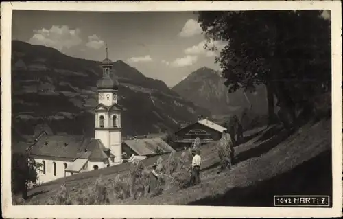 Ak Hart im Zillertal Tirol, Ortsansicht mit Kirche