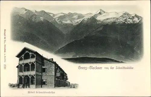 Ak Zell am See in Salzburg, Schmittenhöhe, Hotel Schmittenhöhe, Blick zum Großglockner