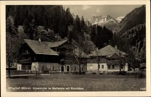 Ak Malta in Kärnten, Alpenhotel im Maltatal mit Sonnblick, Pflüglhof