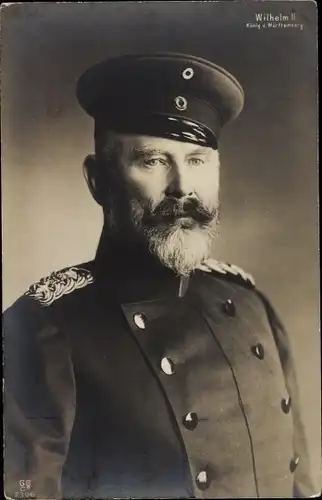 Ak Wilhelm II. König von Württemberg, Portrait in Uniform, Schirmmütze