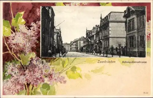 Passepartout Ak Saarbrücken im Saarland, Hohenzollernstraße, Blumen
