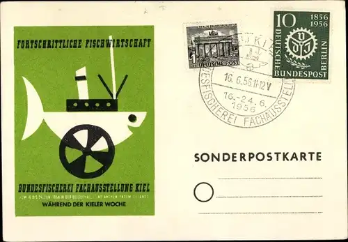 Ak Kiel Schleswig Holstein, Bundesfischerei Fachausstellung, 16.-24.06.1956, KielerWoche