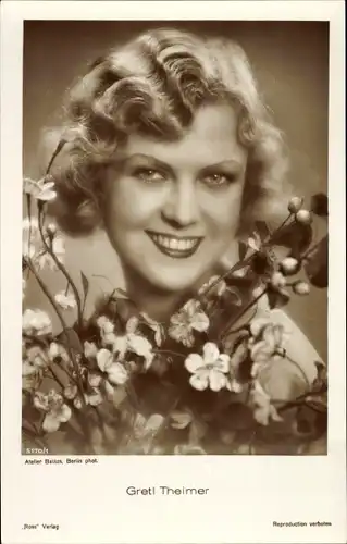 Ak Schauspielerin Gretl Theimer, Portrait, Blütenzweige, Ross Verlag 5170 1