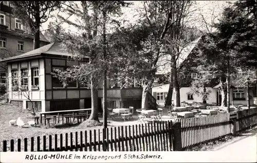 Ak Krippen Bad Schandau Sächsische Schweiz, Rölligmühle im Krippengrund