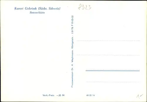 Ak Gohrisch in Sachsen, Sennerhütte, Straßenseite, Zigarettenautomat