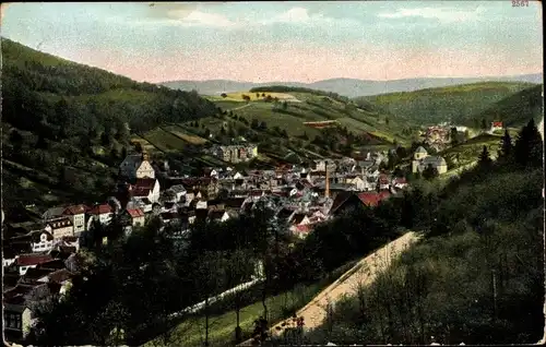 Ak Ruhla in Thüringen, Totalansicht mit Umgebung, Kirche