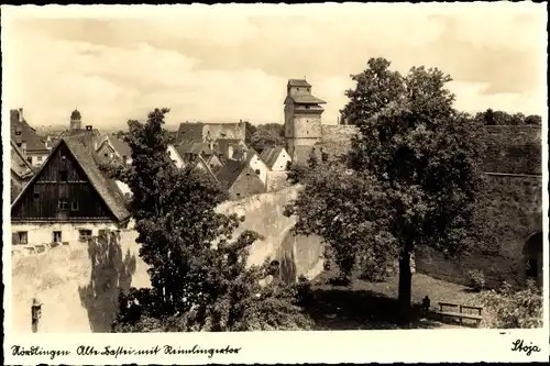 Ak Nördlingen in Schwaben, alte Bastei mit Reimlinger Tor