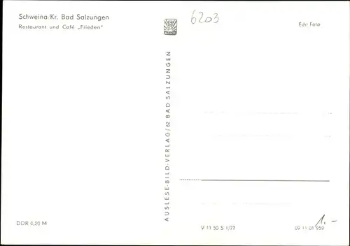 Ak Schweina Bad Liebenstein im Wartburgkreis, Restaurant und Café Frieden