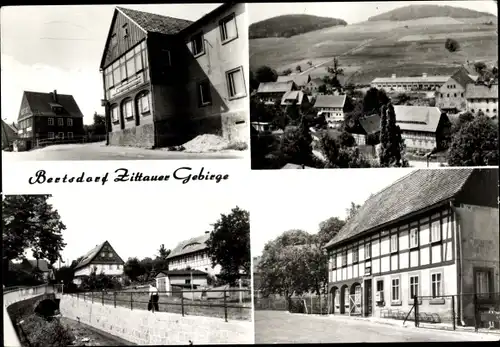 Ak Bertsdorf in der Oberlausitz, Teilansicht, Gasthof