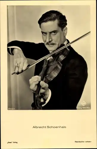 Ak Schauspieler Albrecht Schoenhals, Portrait, Violine