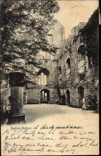 Ak Baden Baden am Schwarzwald, das alte Schloss, Rittersaal, Ruine