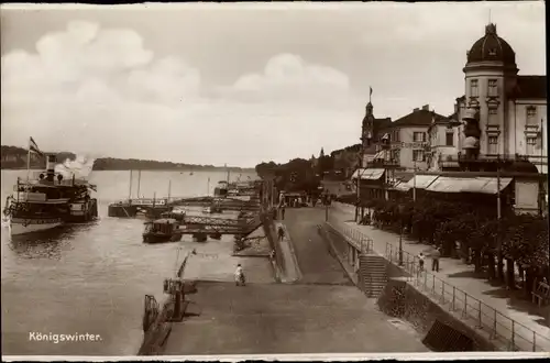 Ak Königswinter am Rhein, Rheinufer, Dampfer