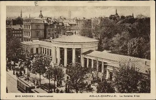 Ak Aachen in Nordrhein Westfalen, Elisenbrunnen, Straßenbahn