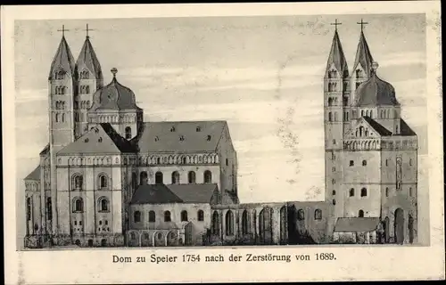 Ak Speyer am Rhein, Dom 1754 nach der Zerstörung von 1689