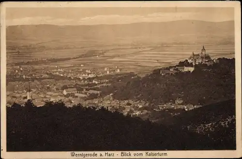 Ak Wernigerode am Harz, Gesamtansicht, Blick vom Kaiserturm