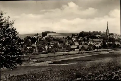 Ak Hohndorf im Erzgebirge, Blick auf den Ort, Felder, Kirche