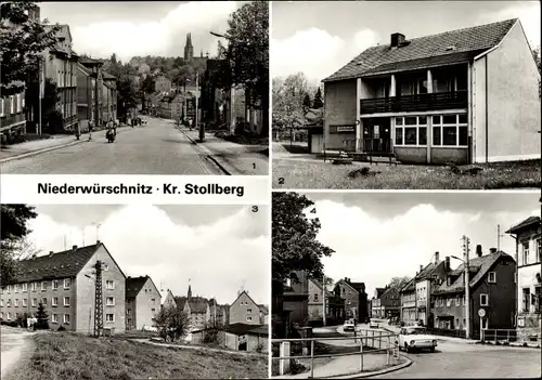 Ak Niederwürschnitz Erzgebirge, Stollberger Straße, Arztpraxis, AWG Siedlung, Ernst Thälmann Straße