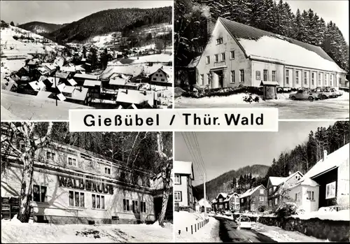 Ak Gießübel in Thüringen, Waldbaude, Winteransicht, Straßenpartie