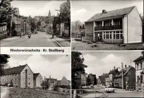 Ak Niederwürschnitz Erzgebirge, Stollberger Straße, Arztpraxis, AWG Siedlung, Ernst Thälmann Straße