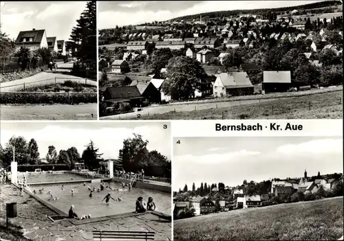 Ak Lauter Bernsbach im Erzgebirge Sachsen, Freibad, Siedlerstraße, Teilansicht