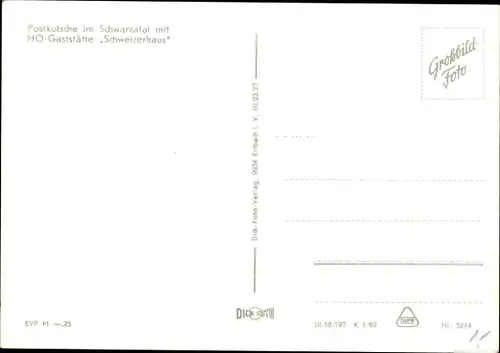 Ak Schwarzburg in Thüringen, HOG Schweizerhaus im Schwarzatal, Postkutsche