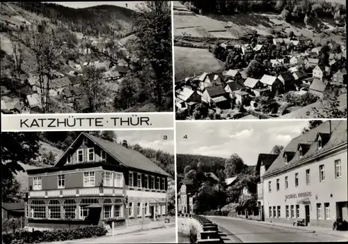 Ak Katzhütte im Schwarzatal, FDGB-Erholungsheim, Panorama, HO-Gaststätte