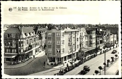 Ak La Panne De Panne Westflandern, Zeelaan en Kasteelstraat