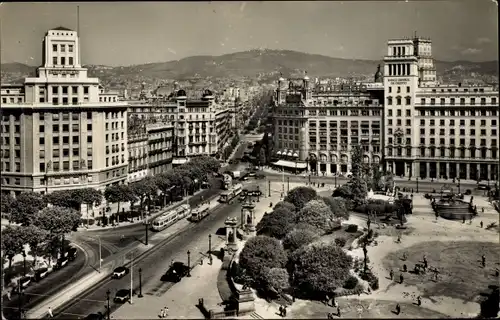 Ak Barcelona Katalonien Spanien, Plaza de Cataluna