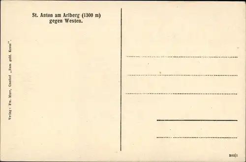 Ak St. Anton am Arlberg Tirol Österreich, Panorama gegen Westen