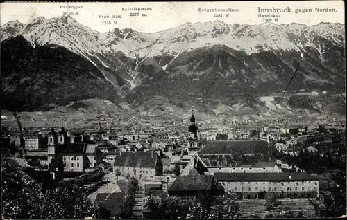 Ak Innsbruck in Tirol, Panorama gegen Norden, Gebirge