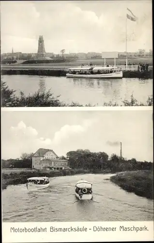 Ak Hannover Döhren Wülfel, Motorbootfahrt Bismarcksäule, Maschpark