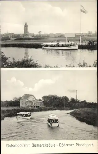 Ak Hannover Döhren Wülfel, Motorbootfahrt Bismarcksäule, Maschpark