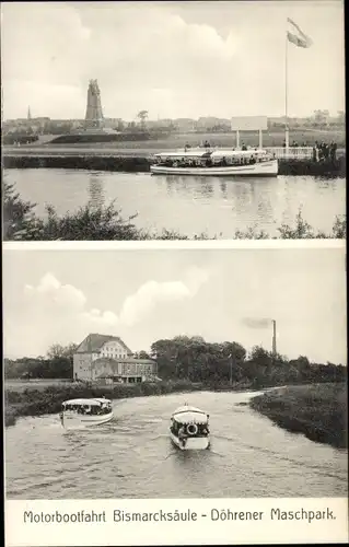 Ak Hannover Döhren Wülfel, Motorbootfahrt Bismarcksäule, Maschpark