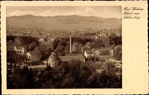 Ak Kudowa Zdrój Bad Kudowa Schlesien, Gesamtansicht, Blick vom Schlossberg
