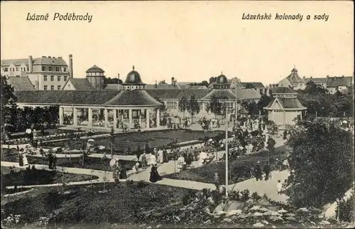 Ak Lázně Poděbrady Bad Podiebrad Region Mittelböhmen, Lazenske kolonady a sady